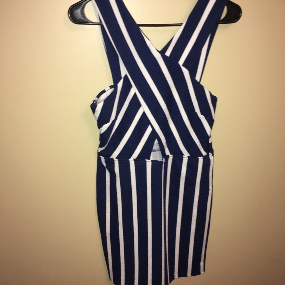 Navy and white mink dress